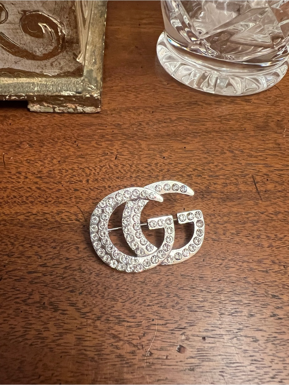 Fashion GG Silver Brooch - with Crystal Accents NWT - Picture 3 of 5